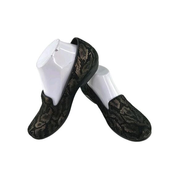 DANSKO Olivia Black Bronze Snake Metallic Shoes US 7.5 Slip On Loafer Clog - Picture 1 of 9